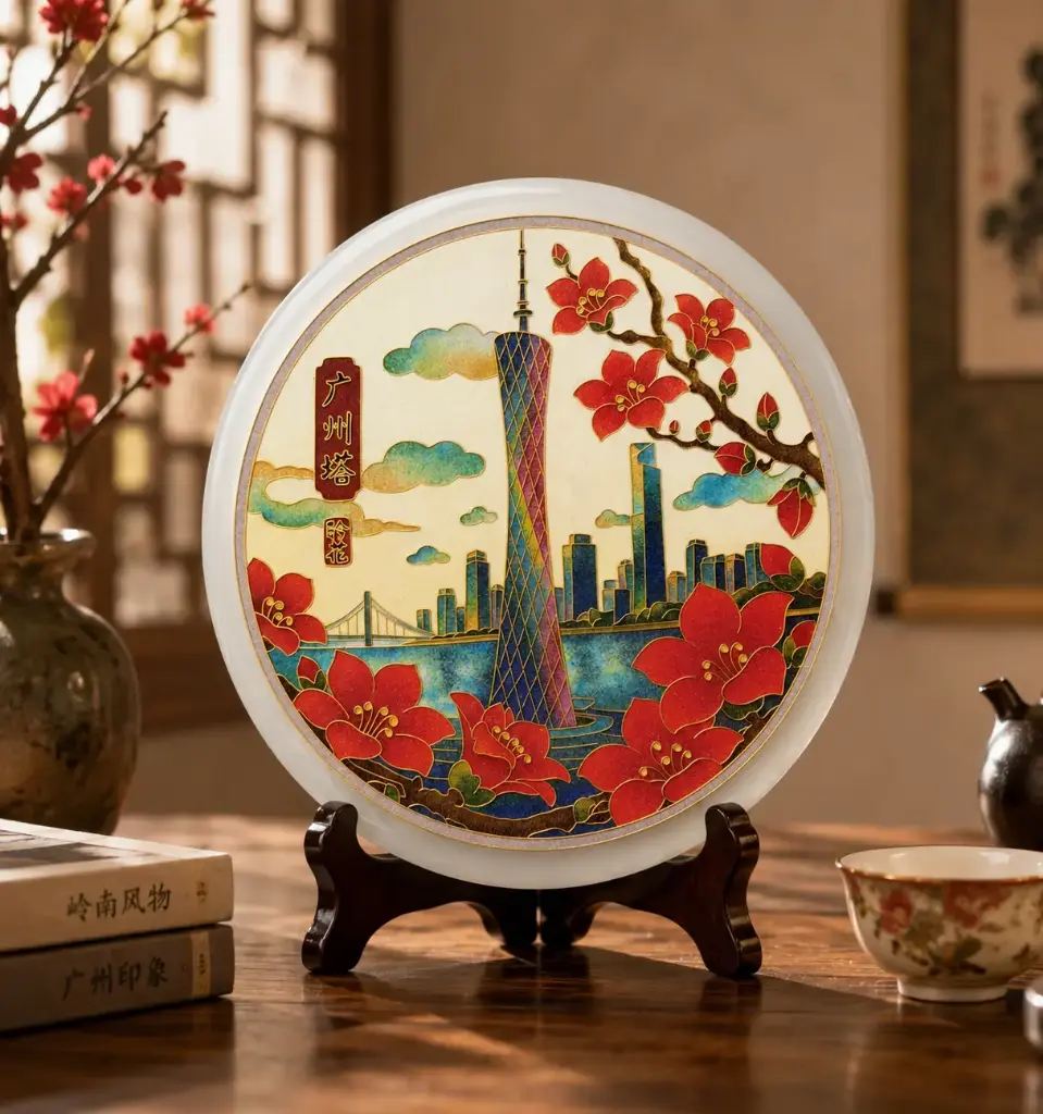 玉石.花城塔影-25cm-A