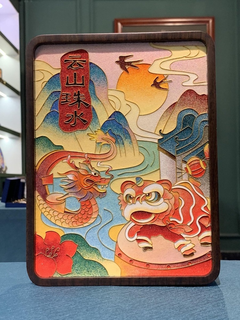 黑檀木摆件.云山珠水