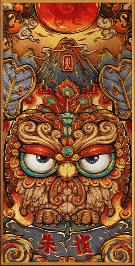 国潮风水画.朱雀