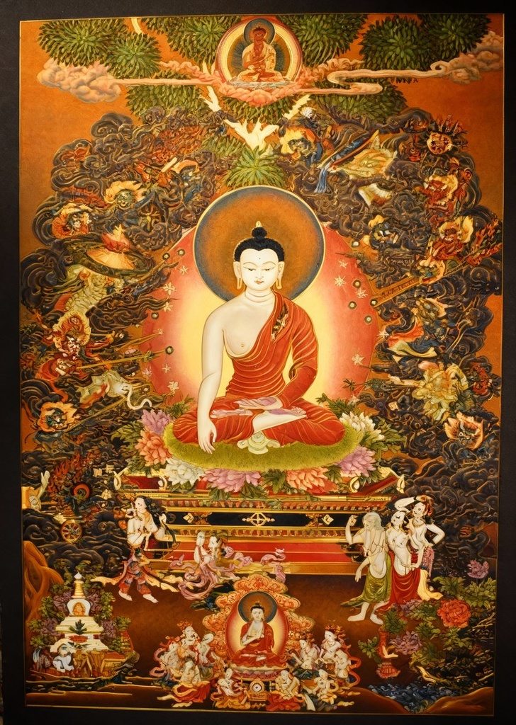 掐丝珐琅唐卡.佛祖降魔成道