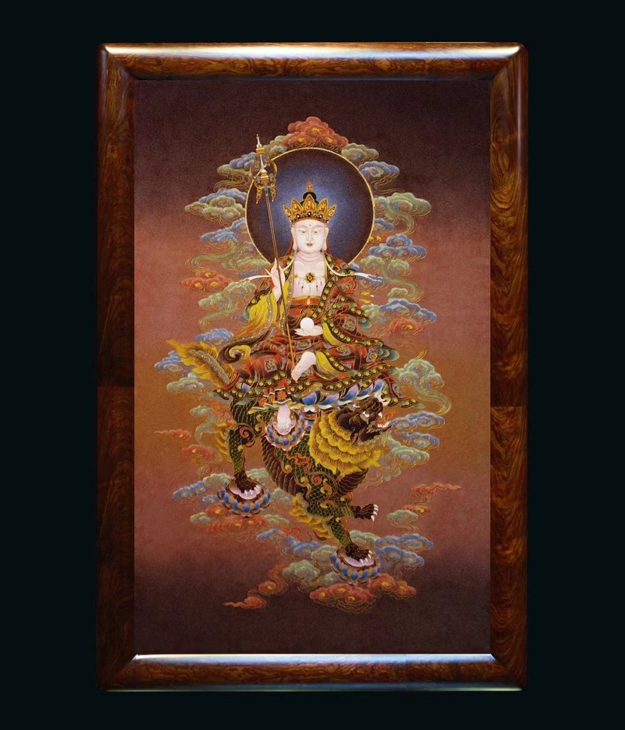 掐丝珐琅唐卡.四大菩萨.骑谛听地藏