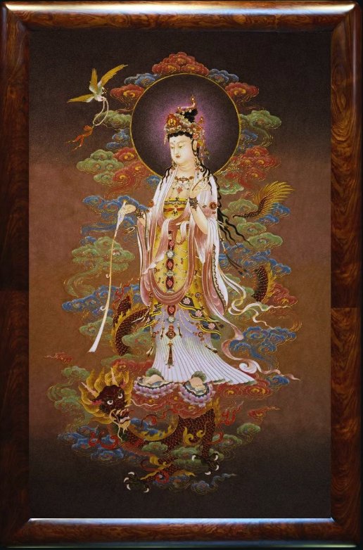 掐丝珐琅唐卡.四大菩萨.乘龙观音