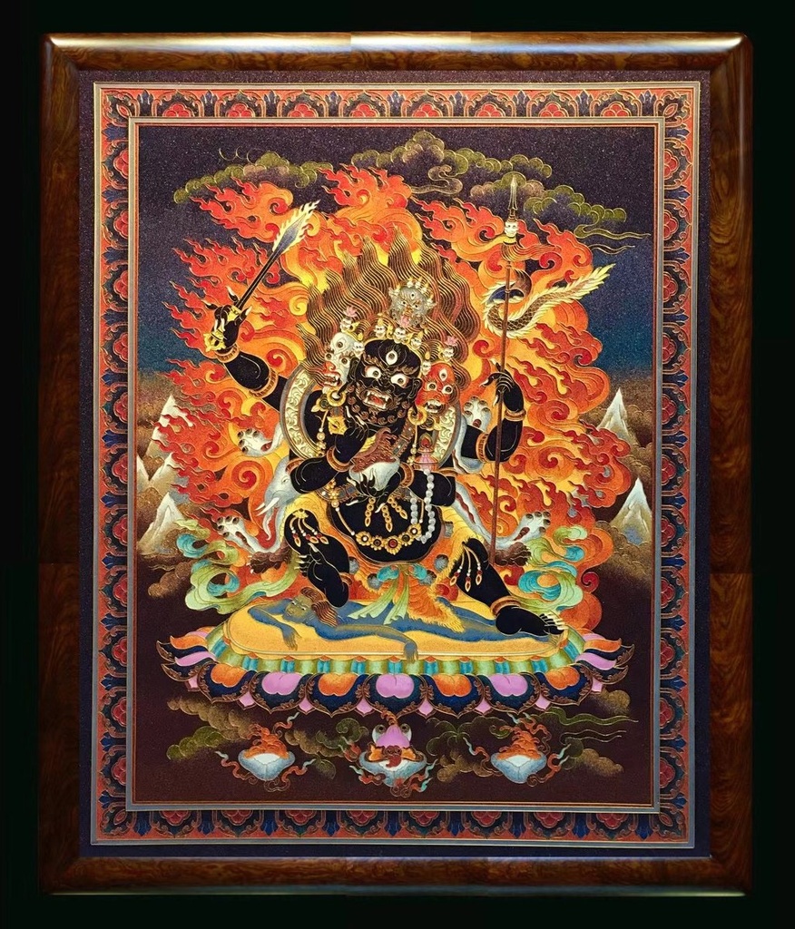 掐丝珐琅唐卡.六臂大黑天