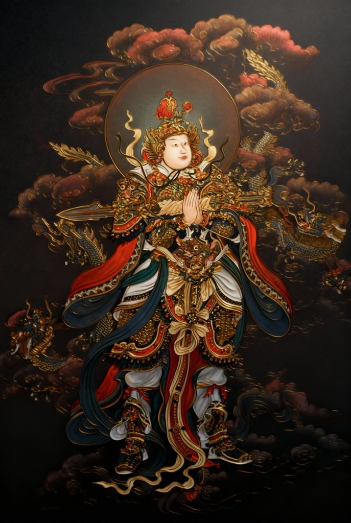 掐丝珐琅唐卡.韦驮菩萨
