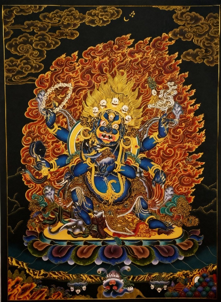 掐丝珐琅唐卡.六臂玛哈嘎拉