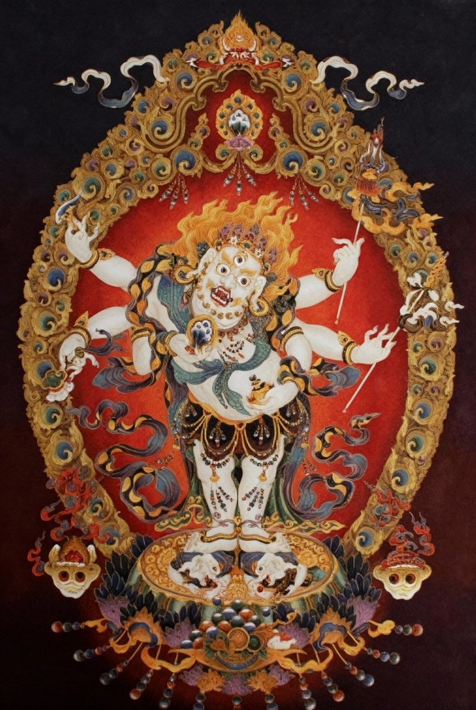 掐丝珐琅唐卡.六臂白玛哈嘎拉（新款）