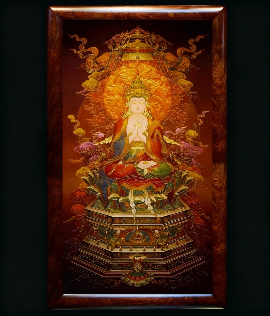 掐丝珐琅唐卡.华严三圣B