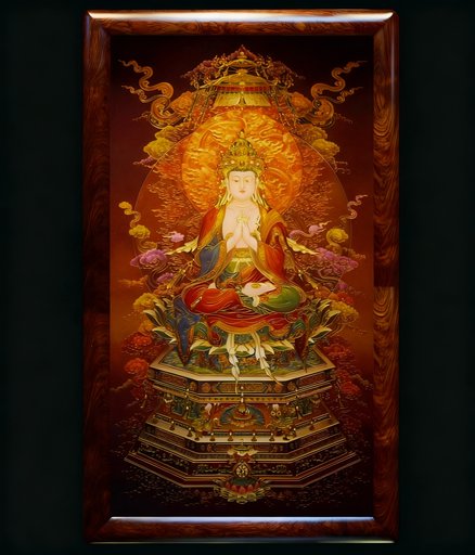 掐丝珐琅唐卡.华严三圣B